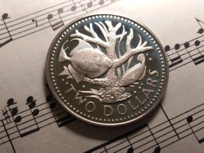 BARBADOS 2 Dollars 1980-FM KM15 Cu-Ni Coral Fish PROOF minted 2,111 NICE & RARE! - Image 1 of 2