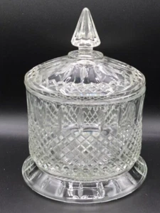 Vintage Heavy Crystal Canister Candy, Cookie Jar Barrel Lid & Pedestal   - Picture 1 of 11