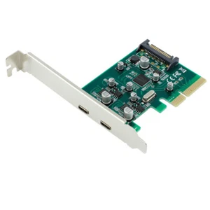 PCI-E 4x Express to USB 3.1 USB-C Type C Dual Port Add on Expansion Card Adapter - Bild 1 von 4