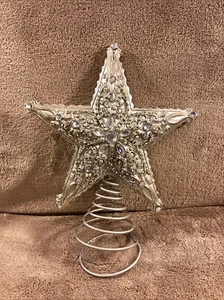 Vintage Silber und Edelsteine Baumspitze Stern Metall 7” x 9” - Bild 1 von 4