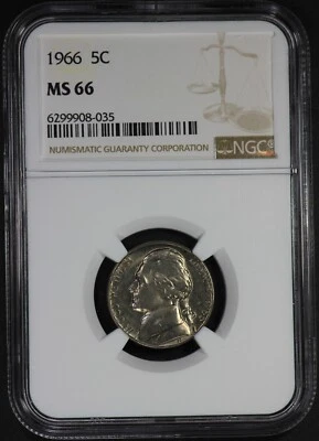 1966 (P) NGC Jefferson Nickel MS66 MS-66 - Image 1 of 2