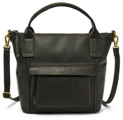 Fossil Aida Satchel Black Leather Crossbody Bag SHB2098001 NWT $198 Retail FS - Image 1 of 4