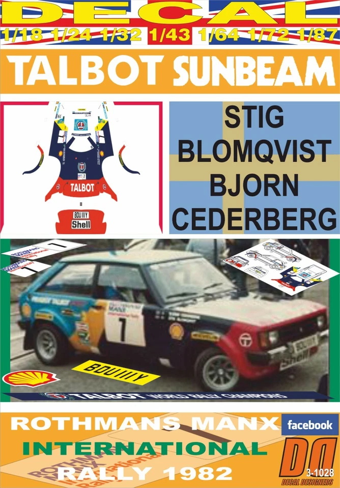 DECAL TALBOT SUNBEAM LOTUS S.BLOMQVIST MANX R. 1982 DnF (04) - Immagine 1 di 1