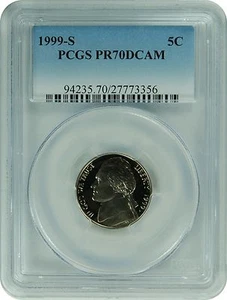 1999-S PCGS PR70DCAM Jefferson Nickel New PCGS Label - Picture 1 of 1