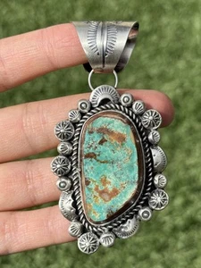 Navajo Sterling Silver Royston Turquoise Pendant. K Yazzie. Gift - Picture 1 of 12