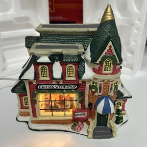 Vintage 90s Home Accents Holiday Canterbury Lane Santas Workshop Lighted Village - Picture 1 of 12