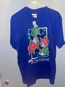 Vintage 90’s Carnival Cruise Single Stitch T-Shirt The Fun Ships Blue Size L X - Picture 1 of 11