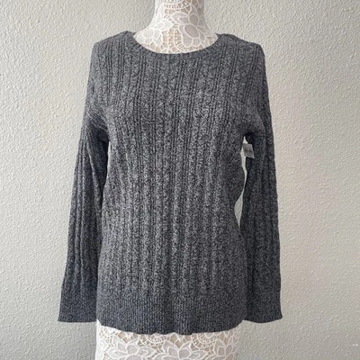 Suéter tejido con cable negro y gris St. Johns Bay con cuello redondo 2XL rock clásico Foto 1 de 4