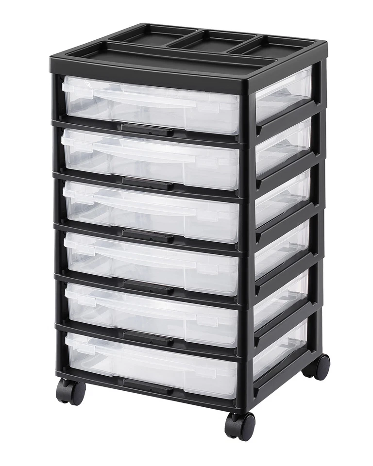 Scrapbook Rolling Storage Cart 6-Tier Large Capacity with 6 Clear Cases Black - Image 1 of 4