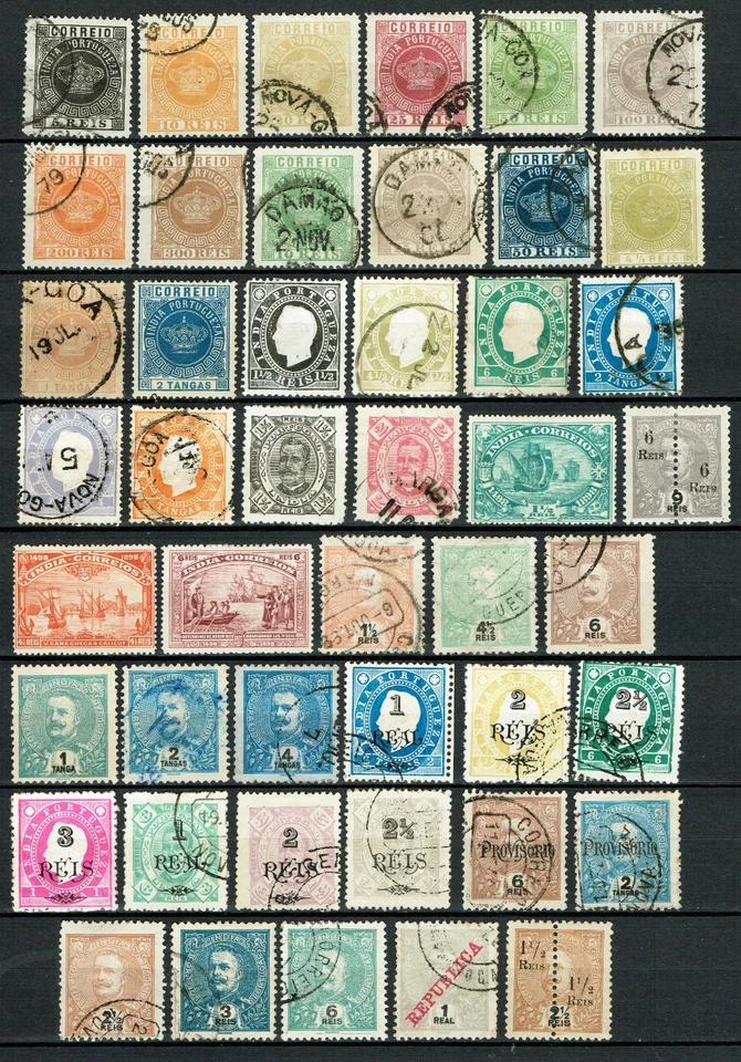 1879-1912 PORTUGUESE INDIA Selection of 46 stamps used & mint High cat.value - Image 1 of 1
