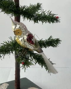 1701/25 1x alter Christbaumschmuck Weihnachtsschmuck Vogel Eule Uhu - Picture 1 of 5