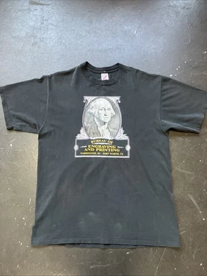 Camisa Negra XL De Colección Años 90 Envejecida Oficina Grabado Impresión Washington DC Foto 1 de 4