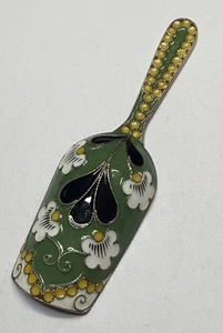 Vintage Soviet Cloissone Enamel 916 Silver Bowl Tea Caddy / Scoop 3 5/8" - Picture 1 of 9