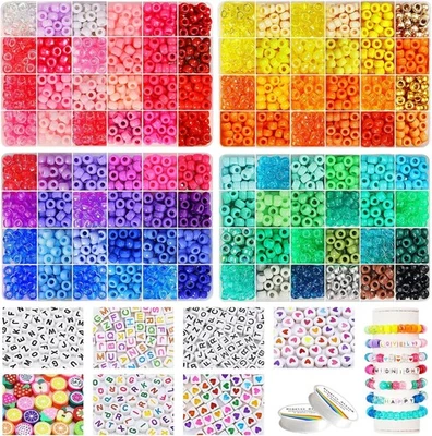 Kit de cuentas de pony de 96 colores para hacer pulseras, cuentas de pelo a granel Rainbow Kandi Foto 1 de 2