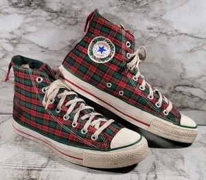 Vintage Converse All Star Hi Top Weihnachten kariert Hergestellt in den USA Herren Größe 8,5 - Bild 1 von 22