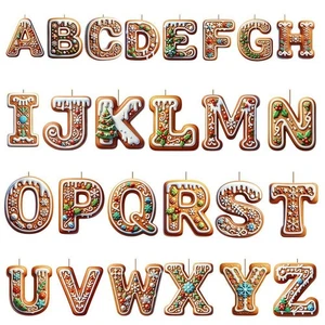 26 Letters Christmas Tree Decoration, Gingerbread Alphabet Ornaments H9I7 - Picture 1 of 37