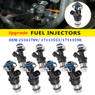 8pcs Upgrade 17113598/17113553 Fuel Injectors For 1999-2006 GMC Sierra 1500 5.3L - Изображение 1 из 4