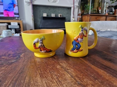 Rare 3D Disney Goofy Set Bowl & Mug Multicoloured Ceramic - Image 1 of 4