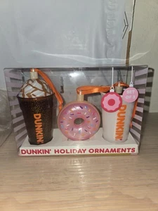 Dunkin Donuts Adornos de Vacaciones Mini Paquete de 3 2024 Nuevo - Imagen 1 de 6