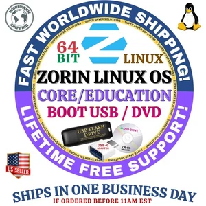 ZORIN CORE 17.3, 17.2 & EDUCATION | 64BIT | USB DVD | Live Boot | Full Install - Bild 1 von 31