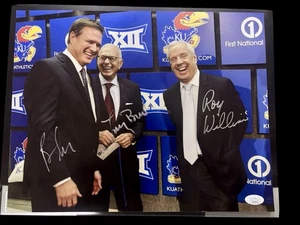 KANSAS JAYHAWKS BILL SELF LARRY BROWN ROY WILLIAMS SIGNED 11x14 PHOTO JSA COA - Picture 1 of 3