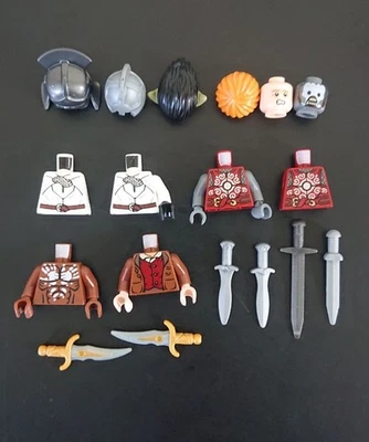 LEGO Lord Of The Rings - Minifigure Parts Lot - Helmet, Hair, Torso, Weapons - Image 1 of 4
