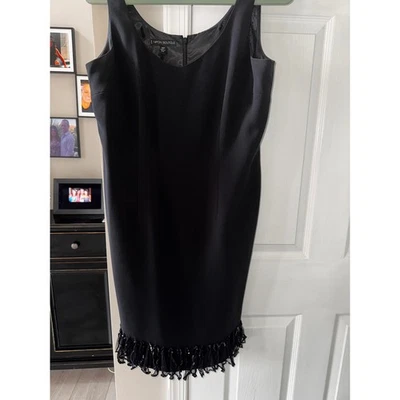 NIPON бутик черный маленький оболочка платье блестки бахрома коктейльное вечеринки женщин 10P - Изображение 1 из 4