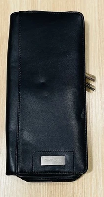 KENNETH COLE NEW YORK GRANDE CUERO NEGRO CREMALLERA ALREDEDOR CARTERA DE VIAJE CLUTCH Foto 1 de 4