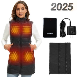 ARRIS Damen lange beheizbare Weste, größenverstellbar Puffer leichte Heizweste - Bild 1 von 15