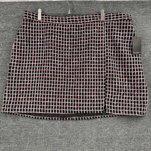 Falda Eloquii Mujer 20 Cuadros Tweed Mini Falda Frontal Abertura Preppy Multicolor - Imagen 1 de 10