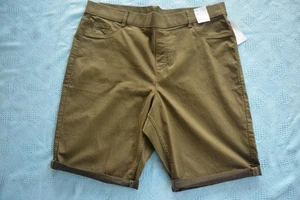 AVELLA Casual KHAKI DENIM Joni Drill SHORTS. Size 22. NEW. Stretch. Leg Cuffs - Foto 1 di 1