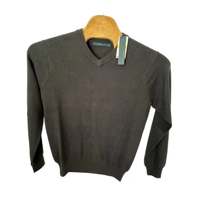Nuevo Suéter Pullover Perry Ellis Verde Abeto Mediano Para Hombre Cuello en V Nuevo con Etiquetas Tejido Foto 1 de 4