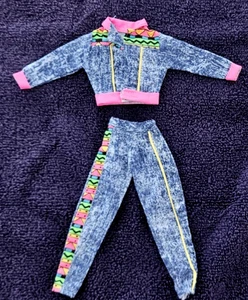 VINTAGE Barbie Jean Fashions Denim Azul Chaqueta y Pantalón - Imagen 1 de 5