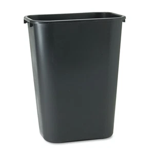 Rubbermaid Commercial Deskside Plastic Wastebasket Rectangular 10 1/4 gal Black - Picture 1 of 5