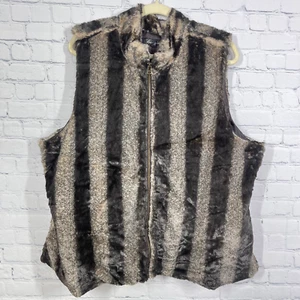 Vintage Y2K Baccini Vest Womens Plus 3X Faux Fur Evening Animal Print Mob Retro - Picture 1 of 9