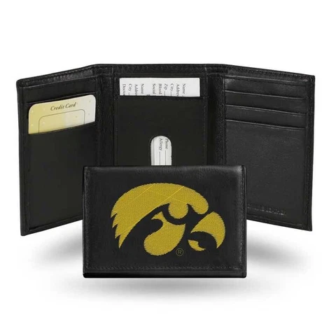 Iowa Hawkeyes NCAA Embroidered Leather Tri-fold Wallet Cover