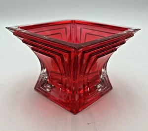 Soporte votivo de cristal Mikasa City Lights rojo - República Checa - Art Deco con etiqueta - Imagen 1 de 4