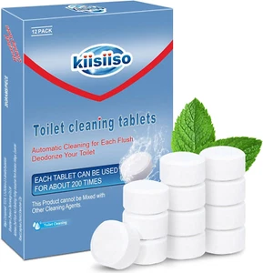 Toilet Bowl Cleaners Tablets(12 Pack), Household Lime Rust Removers, Automatic T - Picture 1 of 12