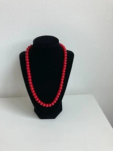 10mm Red Natural Beads Necklace Long 21 Inches - Picture 1 of 5