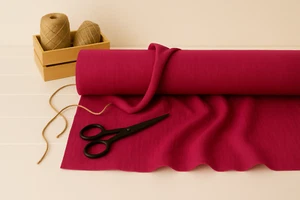 Deep Cerise Linen Blend Fabric by the Yard – Perfect for Fashion & Home Décor - Picture 1 of 10