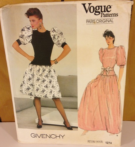 Abito Vogue Paris originale 1274 Givenchy Misses MODELLO VINTAGE taglia 10