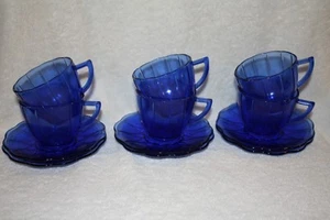 (8) Newport Cobalt Cup and Saucer Sets - Picture 1 of 9
