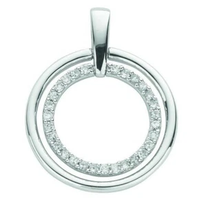 9CT HALLMARKED WHITE GOLD 0.20CT G/H SI DIAMOND CIRCLE OF LIFE PENDANT + CHAIN - Picture 1 of 6