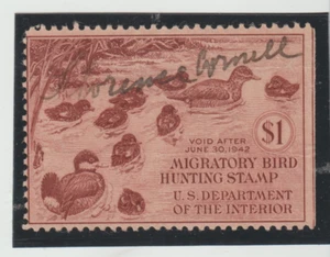 Scott # RW8 Federal Duck Stamp F-VF Used Signed -No Faults Catalogue $50. - Picture 1 of 1