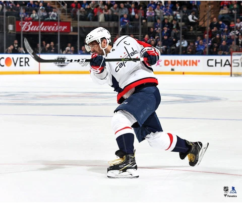Alex Ovechkin Washington Capitals Unsigned White Jersey Shooting 20" x 24" Photo Cover