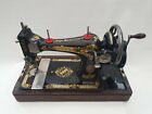 SINGER SEWING HAND MACHINE 28k with Bentwood Cover and lovely Gold Decals.