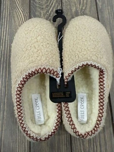 Falls Creek Mädchen Sherpa Clog Hausschuhe elfenbeinfarben Large 1/2 gemütliche Indoor Schuhe - Bild 1 von 5