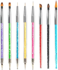 8 Pezzi Pennelli Unghie Gel,Doppia Punta Pennelli Nail Art Con Atrumento Di Punt - Foto 1 di 7