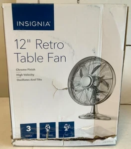 Insignia NS-FR12CH8 Retro 12" Oscillating 3-Speed Personal Table Desk Chrome Fan - Picture 1 of 4