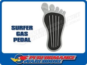 Surfer Barefoot Gas Pedal Pad Cover 9 Inch Chrome Steel Chevy Ford Mopar Rat Rod - Picture 1 of 2
